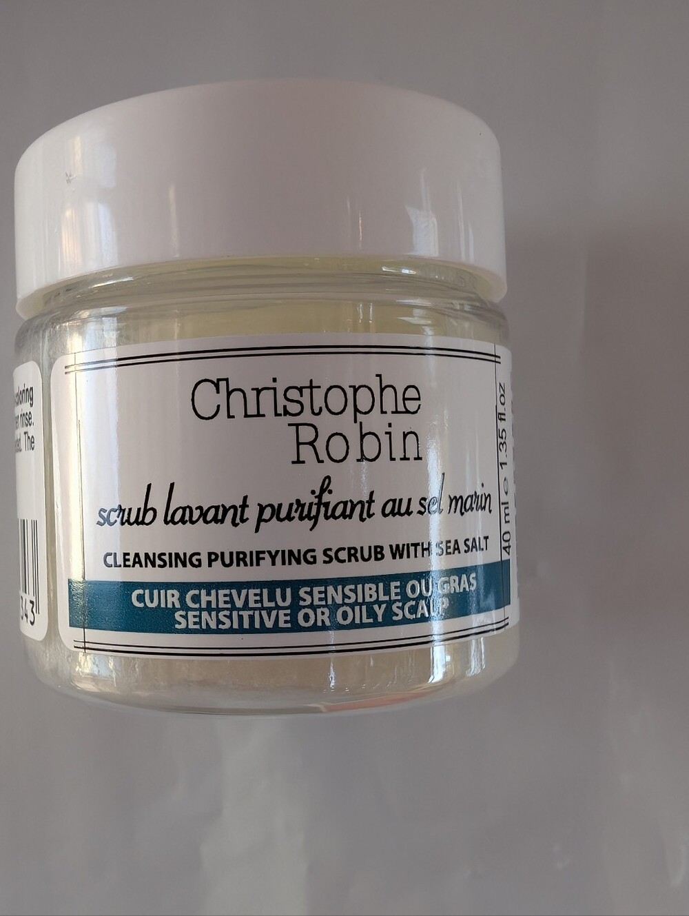 Christophe Robin Cleansing Purifying Scrub w/ Sea Salt. Scalp/ Hair. Travel Size